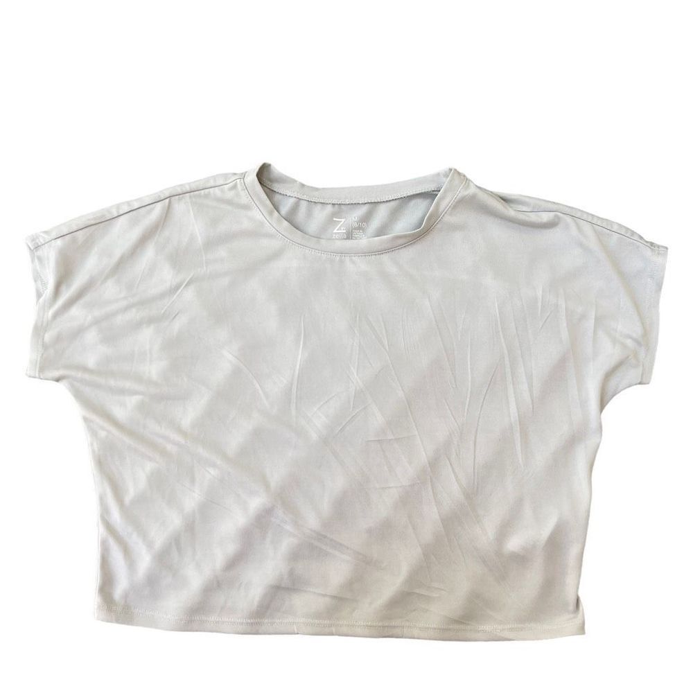 Zella kids girls light grey cropped shirts size 8/10